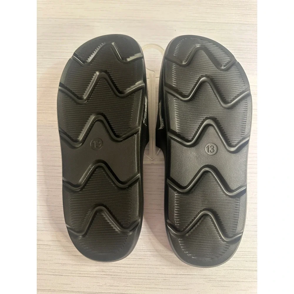 All in Motion Mens Arch Slide Sandals Black Size 13 Athletic Comfort Gym Shoes